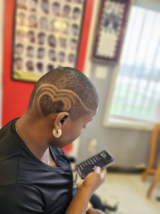 Client fresh out of the chair at Shawn Cutz