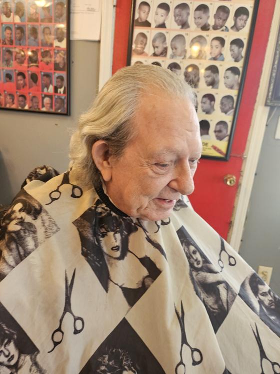 Client fresh out of the chair at Shawn Cutz