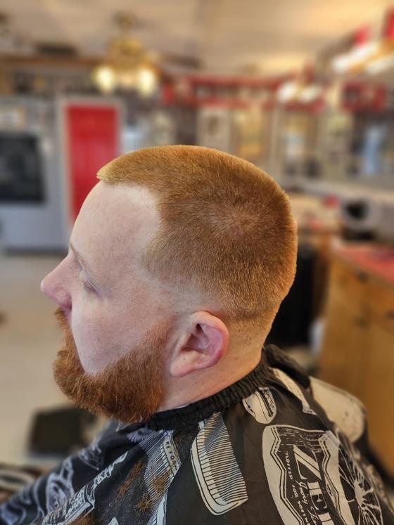 Client fresh out of the chair at Shawn Cutz