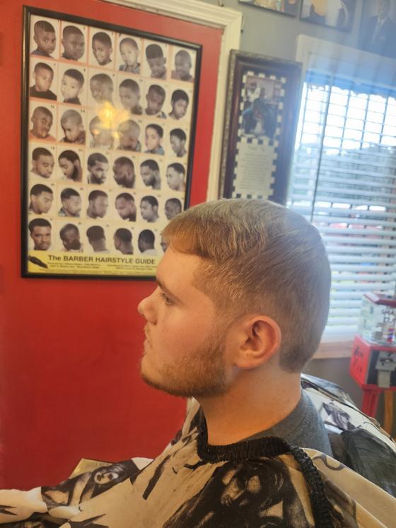 Client fresh out of the chair at Shawn Cutz
