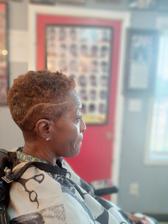 Client fresh out of the chair at Shawn Cutz