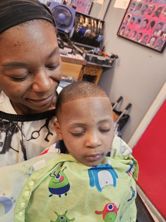 Client fresh out of the chair at Shawn Cutz