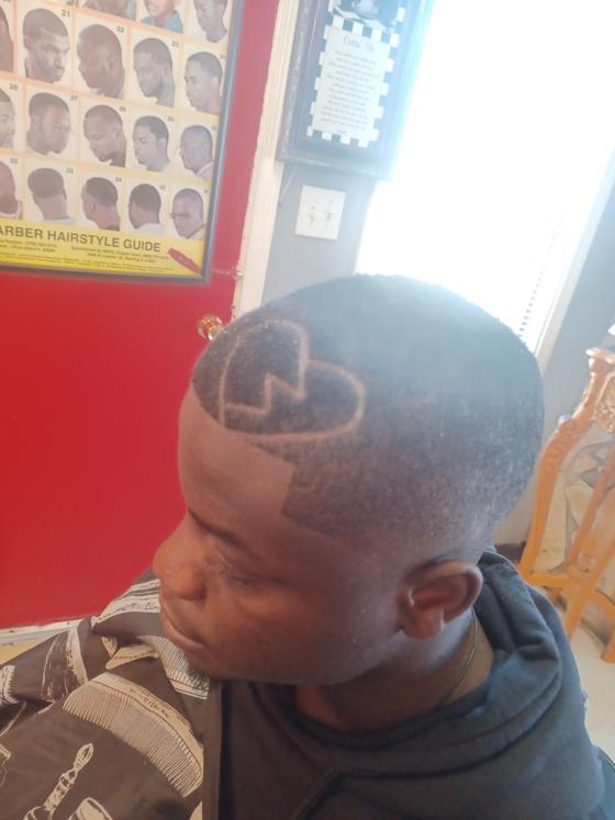 Client fresh out of the chair at Shawn Cutz