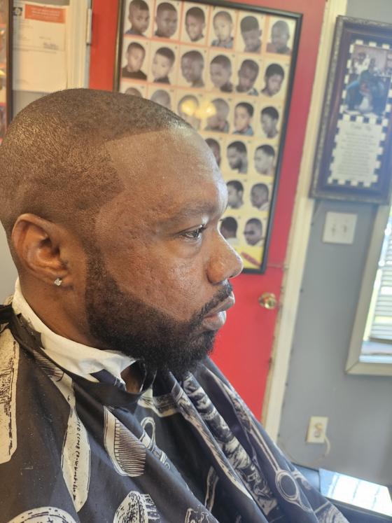 Client fresh out of the chair at Shawn Cutz